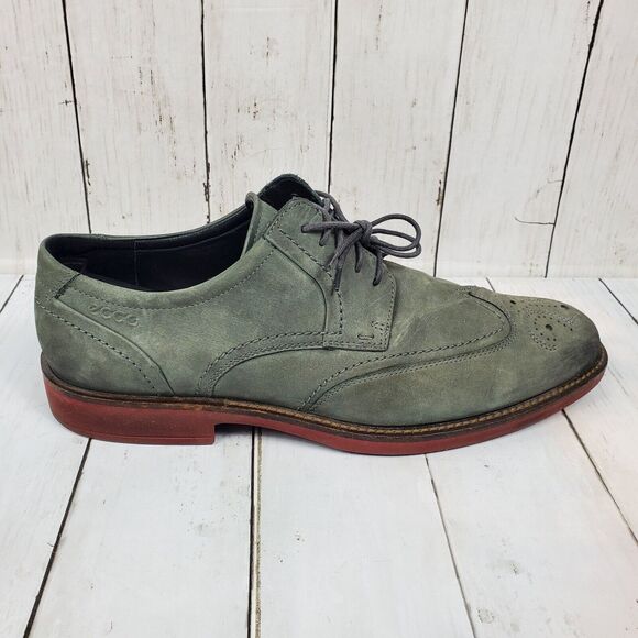Ecco Grey Suede Wing Tip Oxfords Men\'s Dress Shoes Size 45 US 11-11.5 main image 13